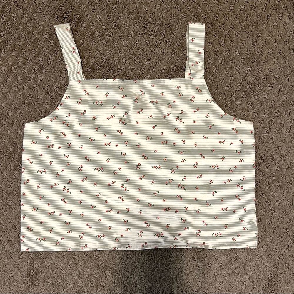 GB girls White and Red Floral Tank Top
